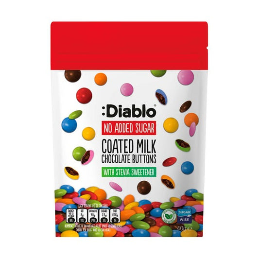 :Diablo Bolsita de grageas de Chocolate con Leche y Stevia 40 g