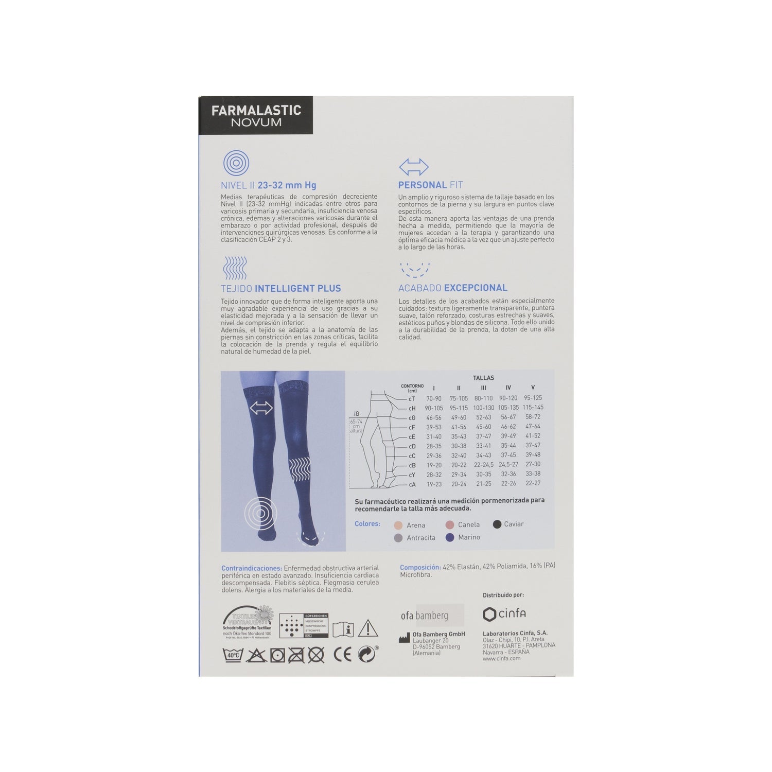 Farmalastic Novum Intelligent Plus media larga compresión normal color caviar T-2 1ud