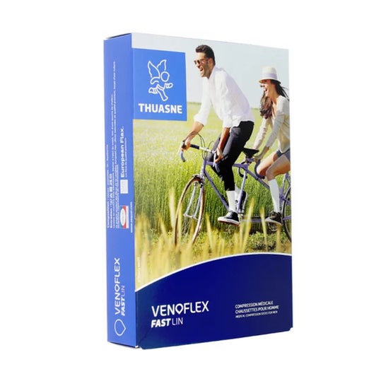 Thuasne Venoflex 2 Fast Lin Calcetín Hombre Azul Azur L3 1 Par