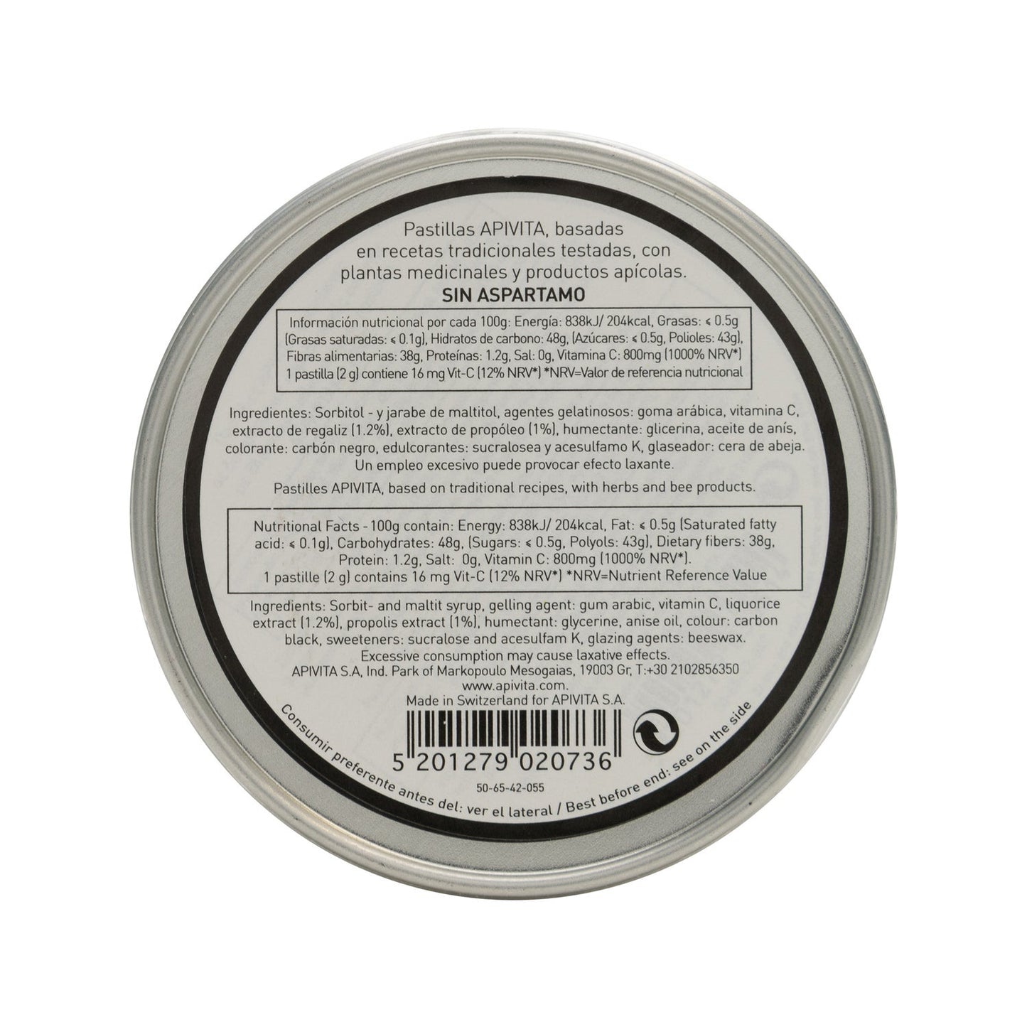 Apivita Para el Dolor de Garganta y Alivio de la Tos Regaliz 45g