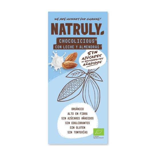 Natruly Chocolate con Leche y Almendras Sin Azúcar 85 g