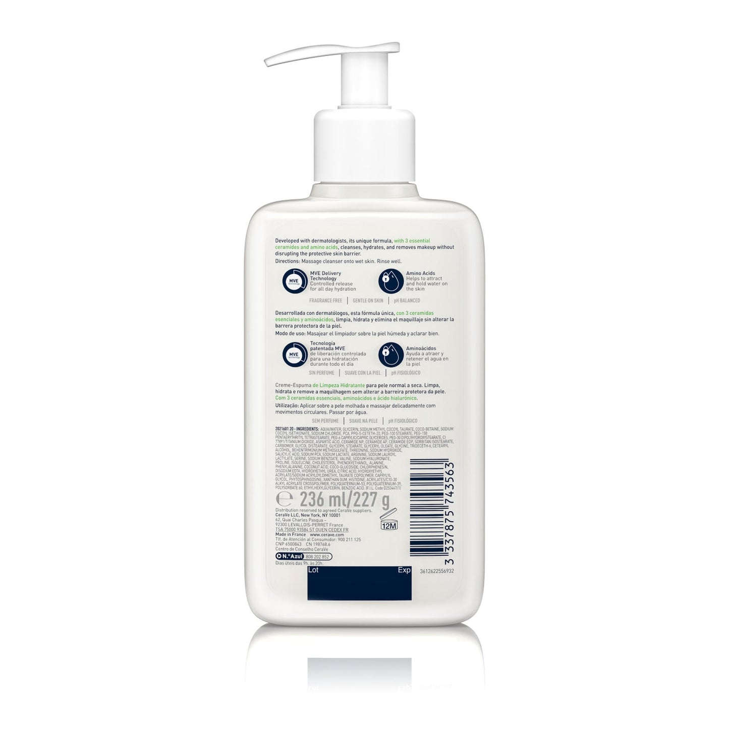 CeraVe Crema Espuma Limpiadora Hidratante 236ml
