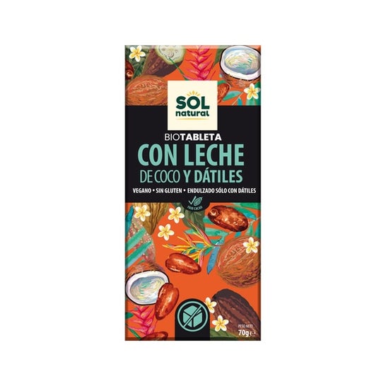 Solnatural Vegan Chocolate With Coconut Milk and Bio Dates 70 g