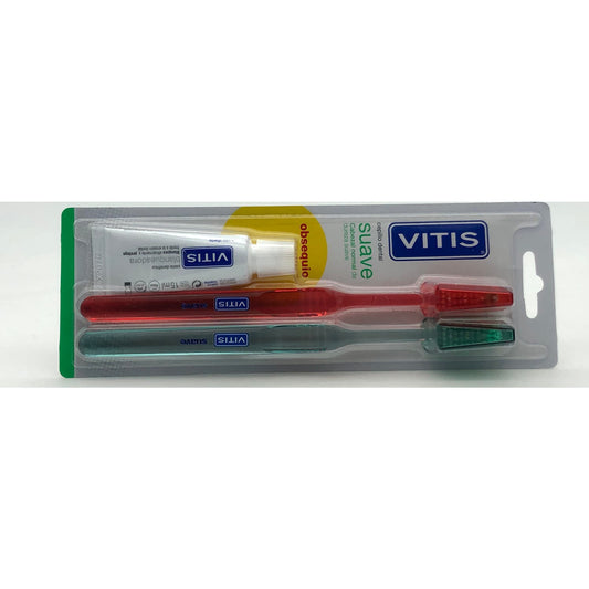Vitis Suave Cepillo Dental 2uds + Pasta Blanqueadora 15ml