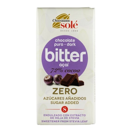 Chocolates Sole Chocolate Negro 72% con Açai Stevia Bio 100 g