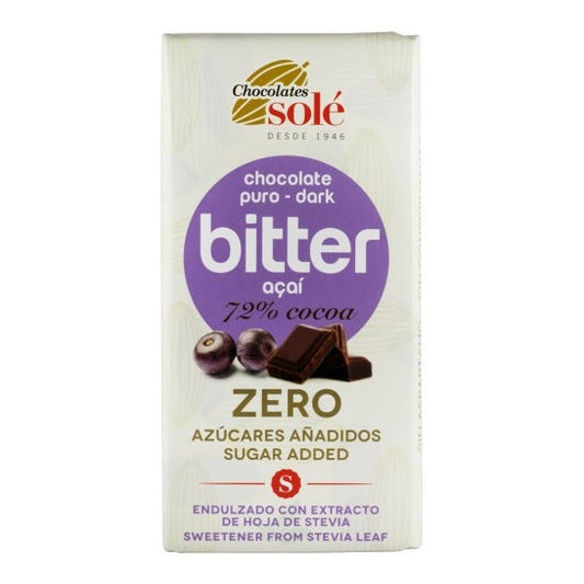 Chocolates Sole Chocolate Negro 72% con Açai Stevia Bio 100 g