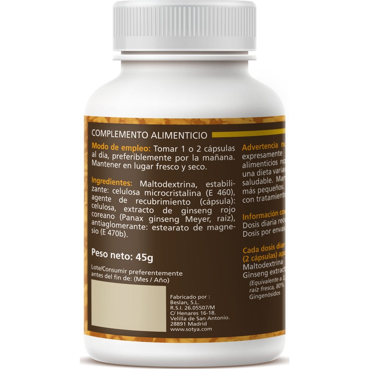 Sotya Ginseng Rojo Coreano 500mg 90cáps