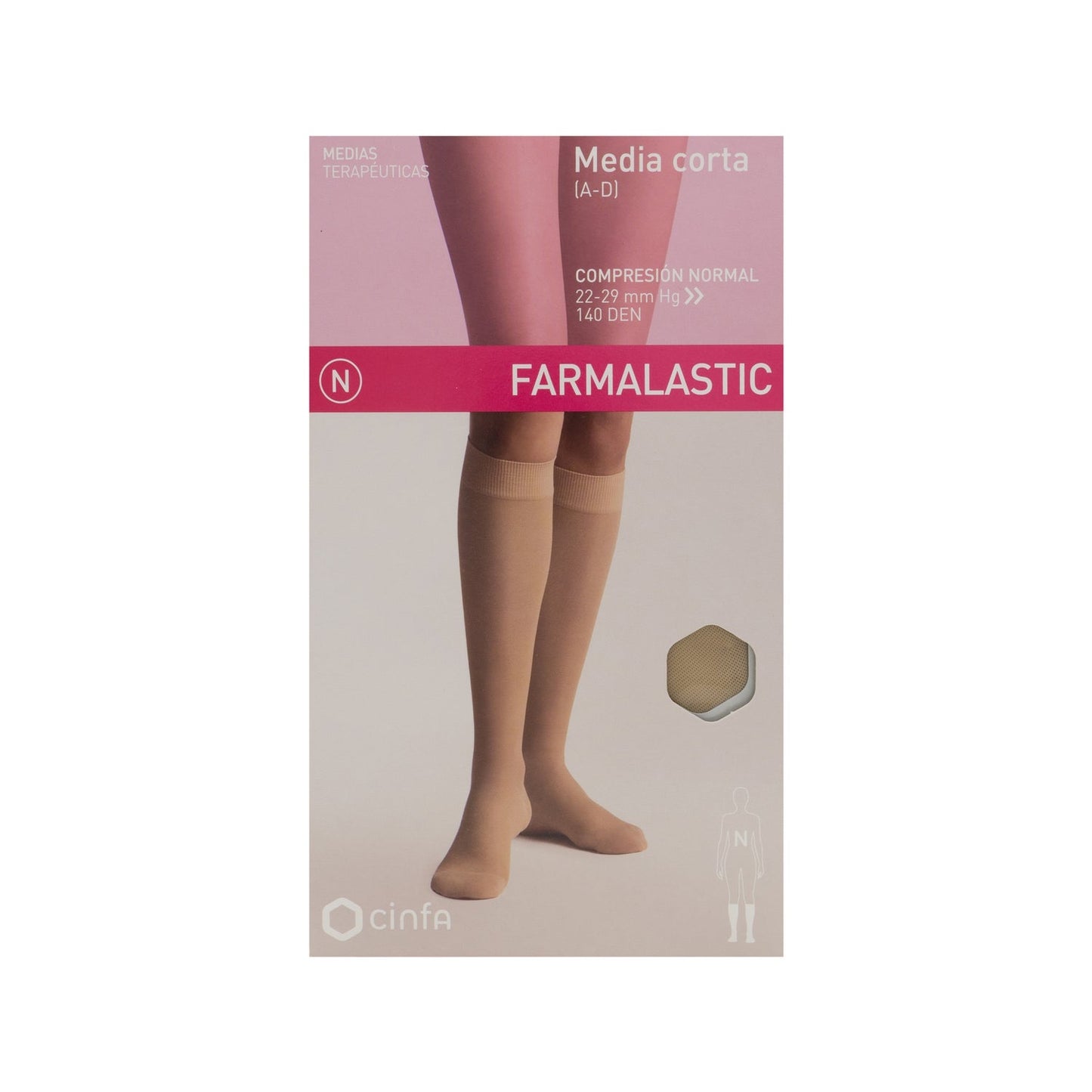 Farmalastic Media Corta (A-D) compresión normal T-extra grande beige 1 Par