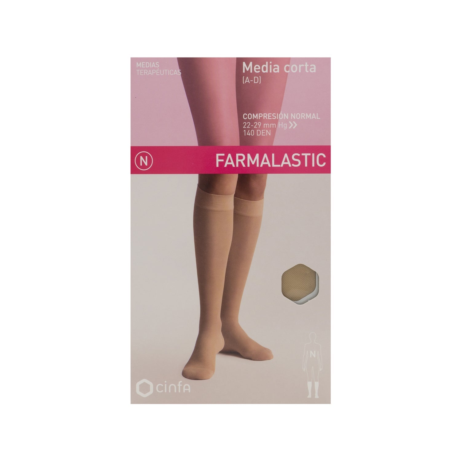 Farmalastic Media Corta (A-D) compresión normal T-extra grande beige 1 Par