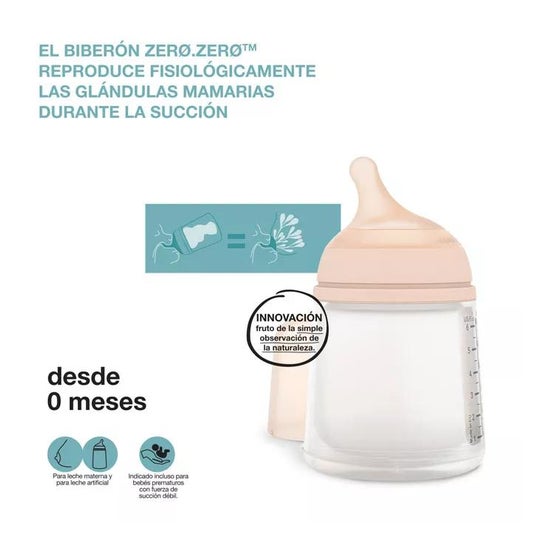 Suavinex Biberón Zero Zero Anticólico Flujo Adaptable 180ml 1ud