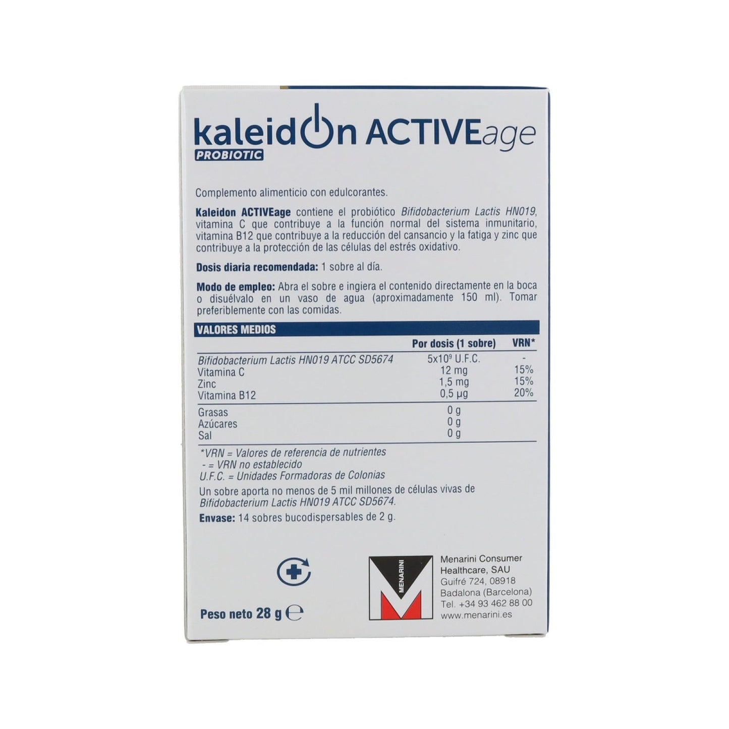 Kaleidon Probiótico Activeage Adultos 60+ 14 Sobres