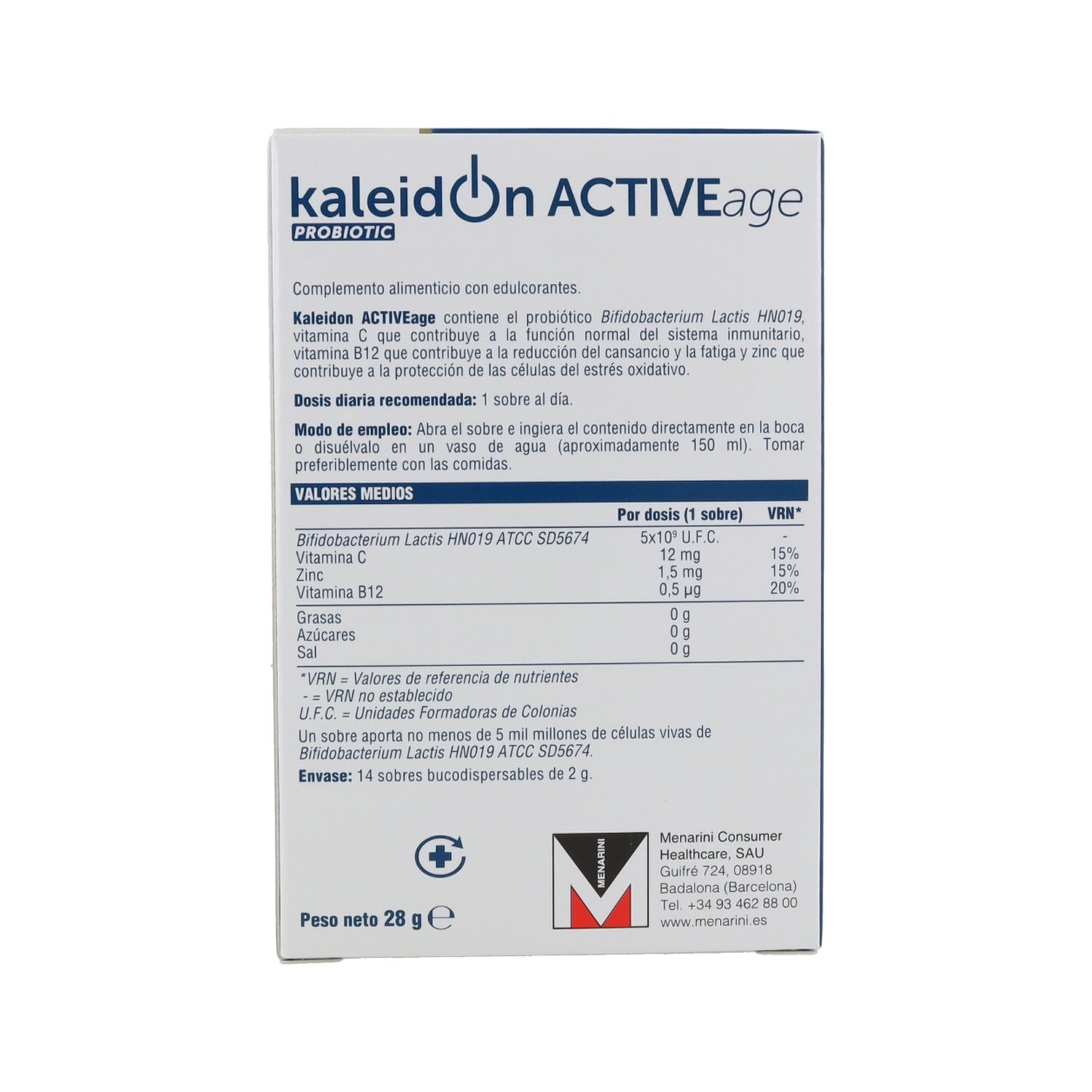 Kaleidon Probiótico Activeage Adultos 60+ 14 Sobres