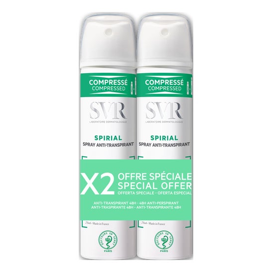 SVR Spirial Spray Desodorante Antitranspirante Intenso 48H 2x75ml