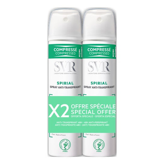 SVR Spirial Spray Desodorante Antitranspirante Intenso 48H 2x75ml