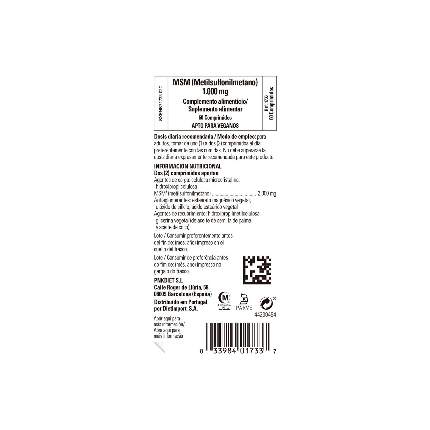 Solgar MSM Metilsulfonilmetano 1000mg 60comp