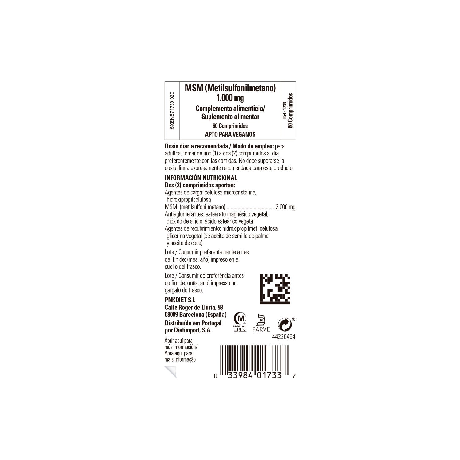 Solgar MSM Metilsulfonilmetano 1000mg 60comp