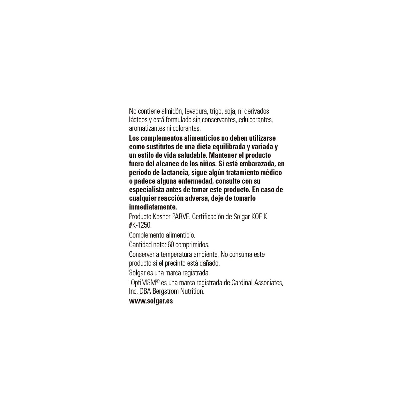 Solgar MSM Metilsulfonilmetano 1000mg 60comp