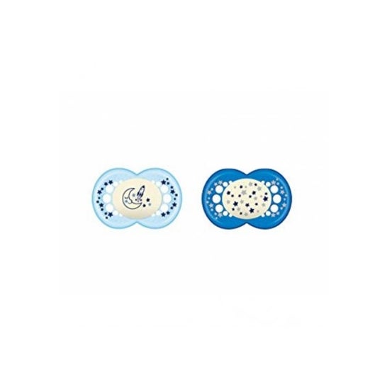 Chupete Silicona Mam Original Night + 16 M Pack Doble Azul