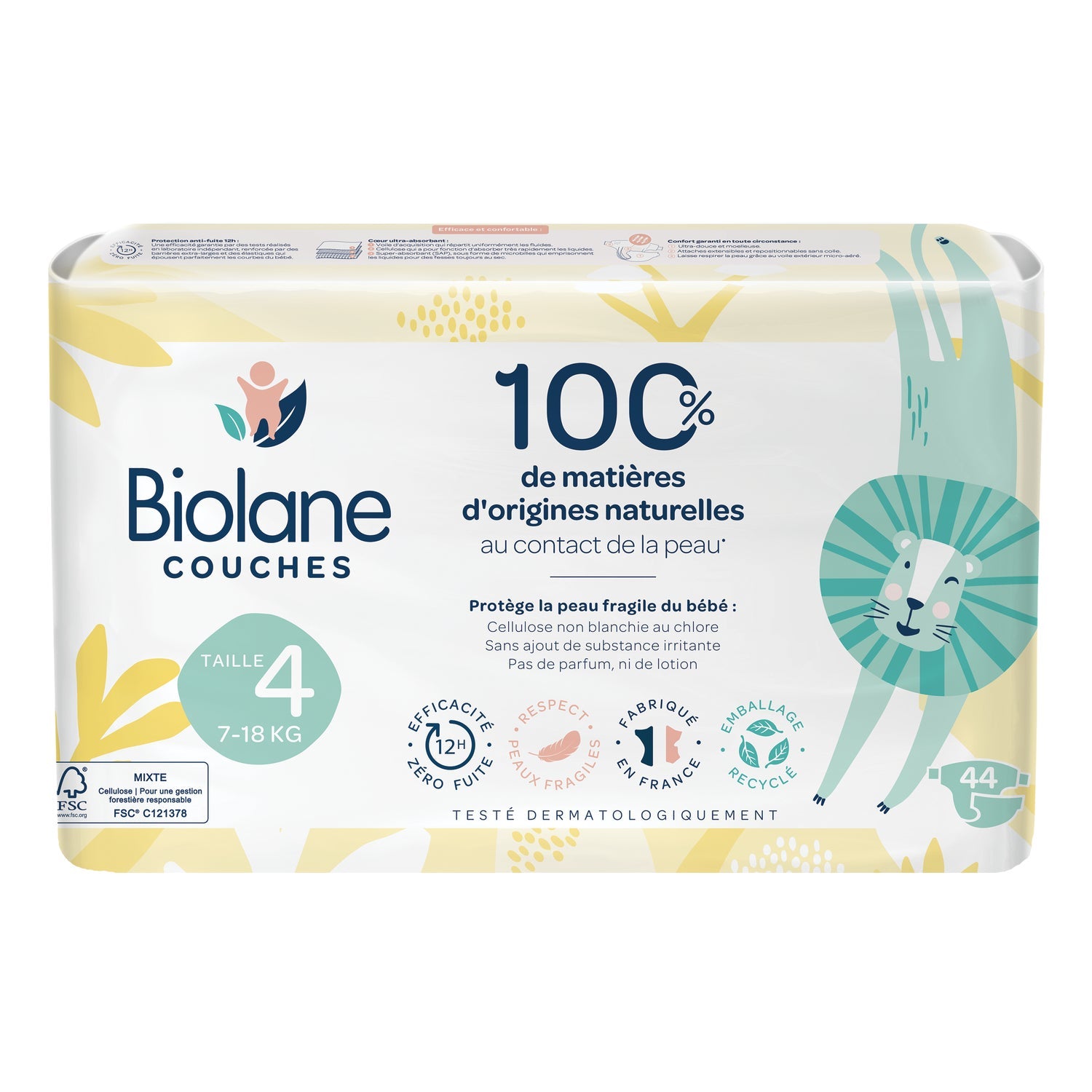 Biolane Pañal Natural Bebé Talla 4 44uds