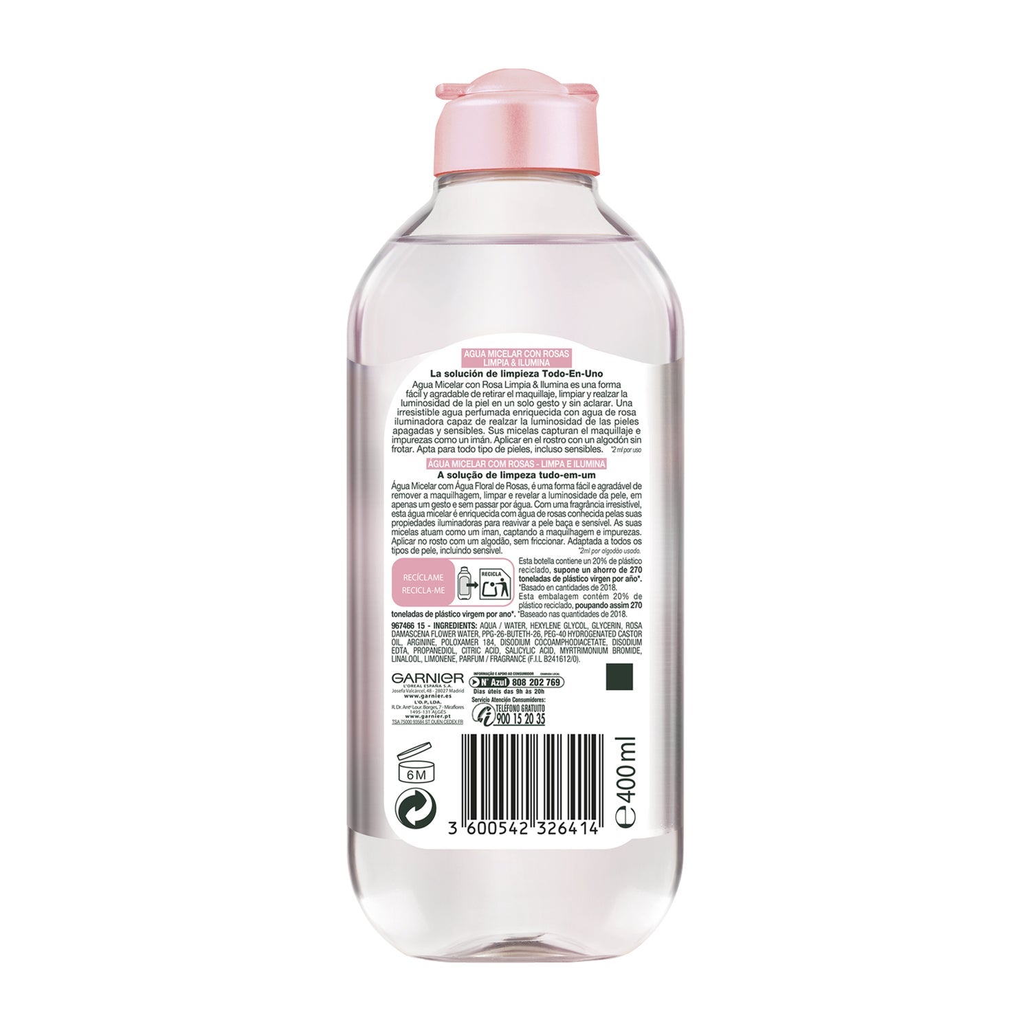 Garnier Skin Active Agua Rosas Agua Micelar 400ml