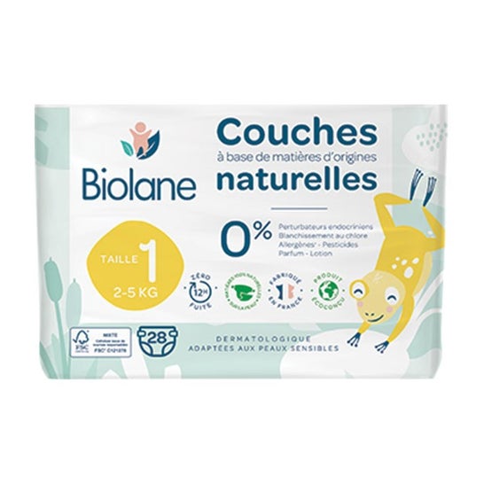 Biolane Couches Naturelles T1 2-5Kg 28uds