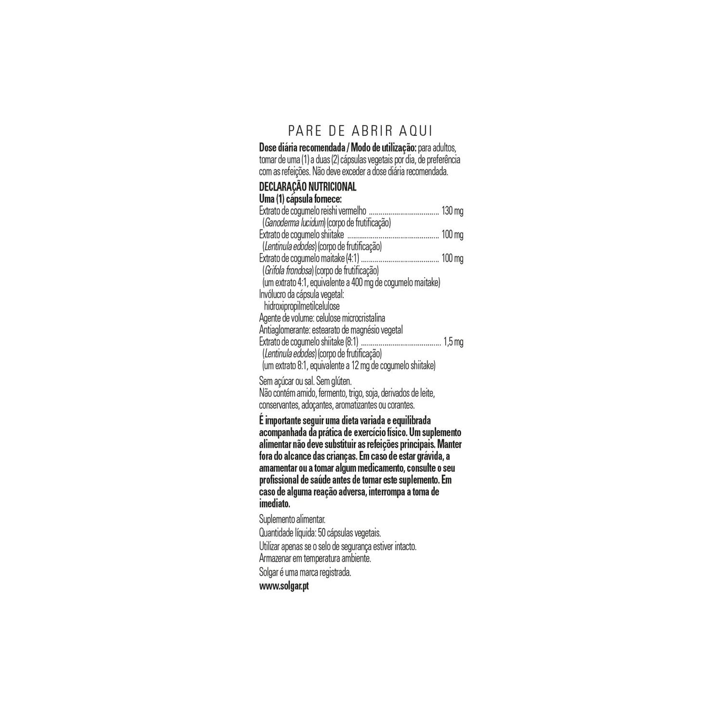 Solgar Reishi Shiitake Maitake Extracto de Hongo 50vcaps