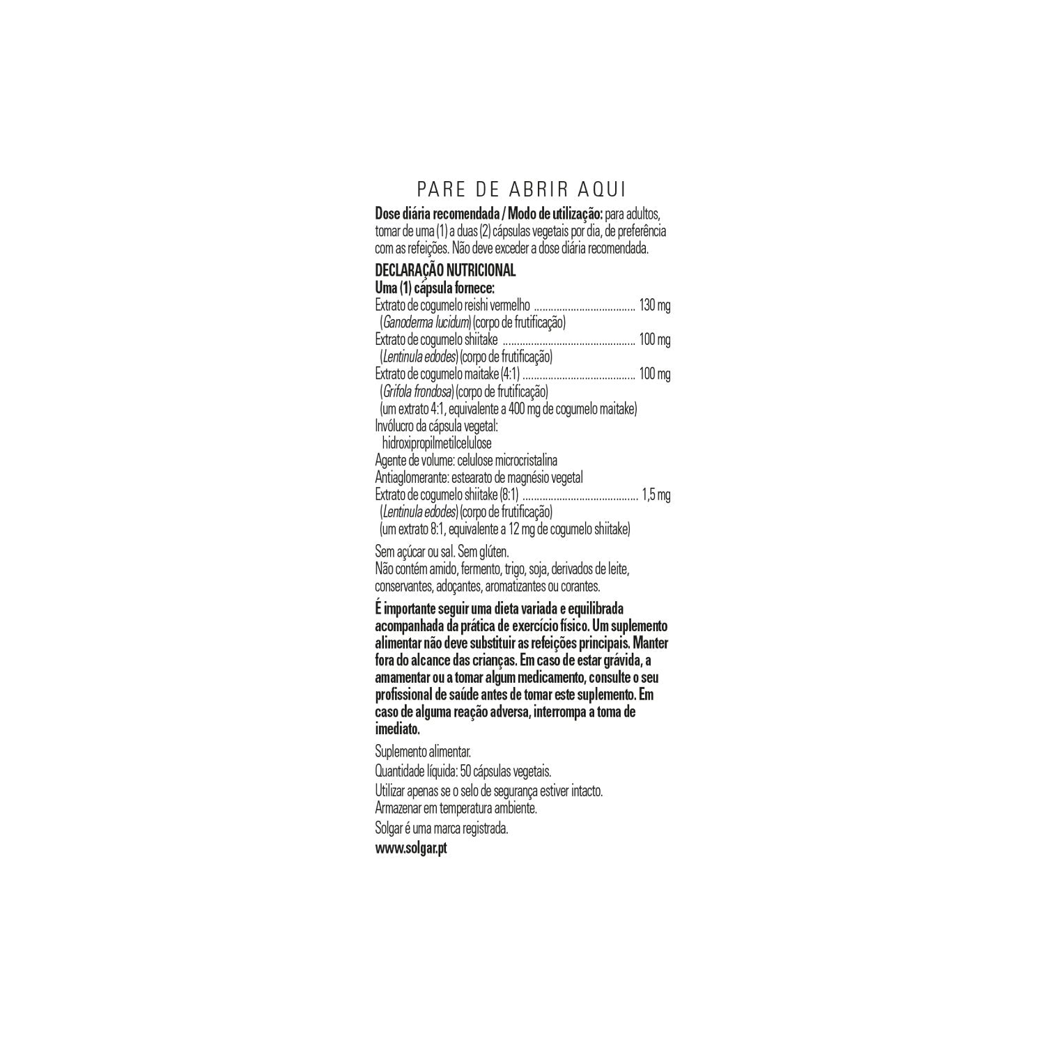 Solgar Reishi Shiitake Maitake Extracto de Hongo 50vcaps