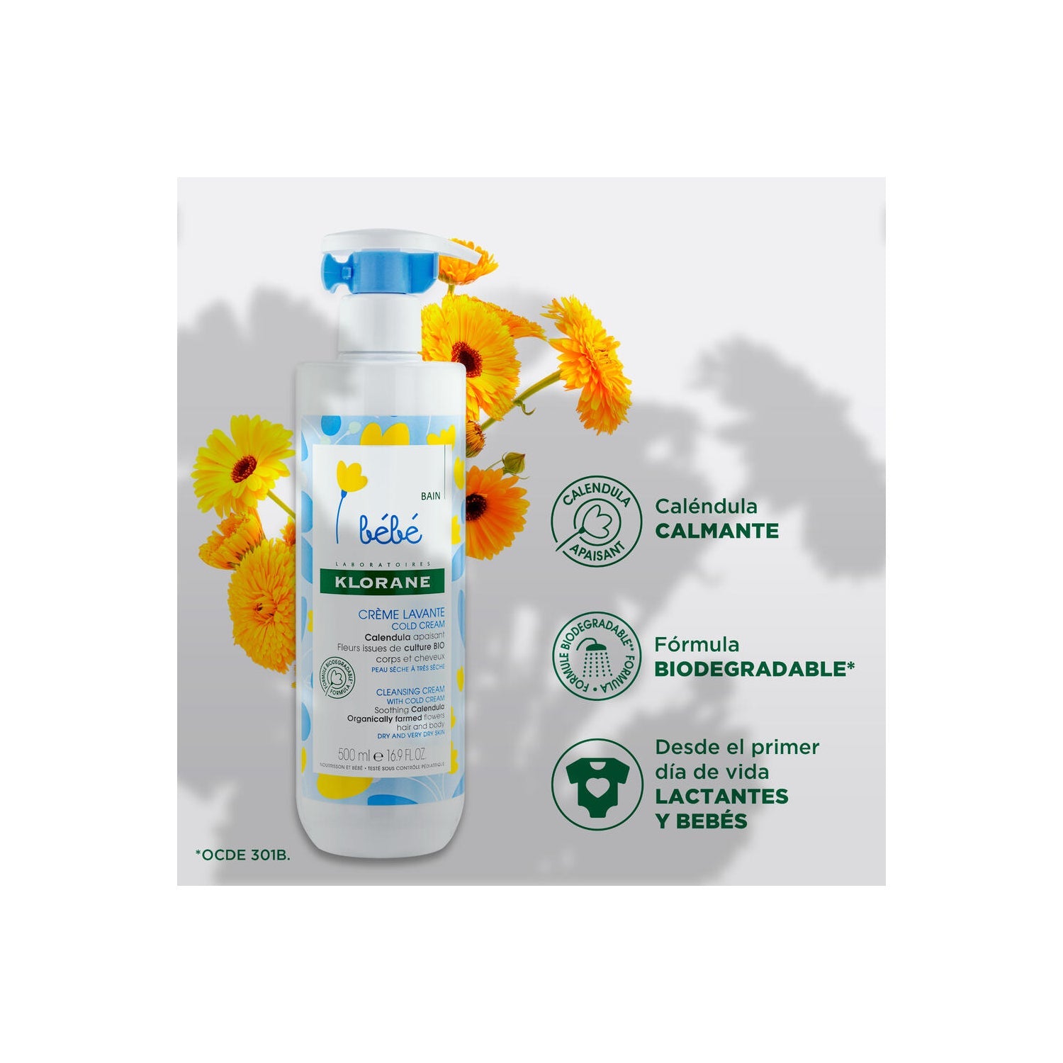 Klorane Bebé Crema Limpiadora 500ml
