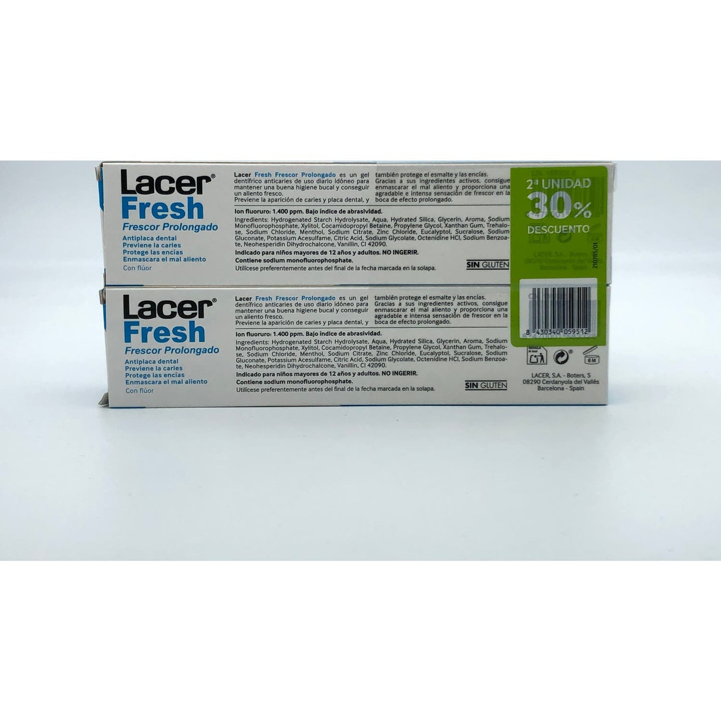 Lacer LacerFresh Frescor Prolongado Gel Dentífrico 2x125ml