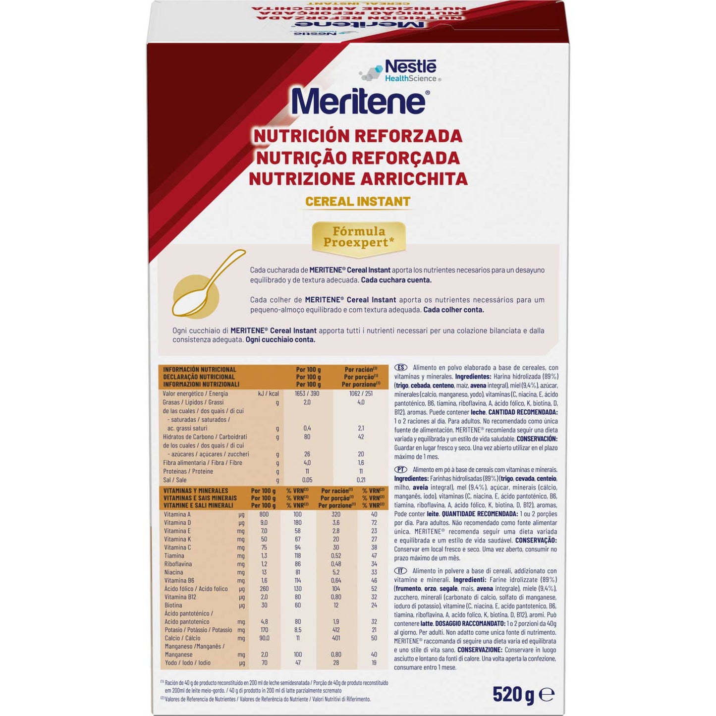 Meritene Nutrición Reforzada Cereal Instant Multicereales 520g
