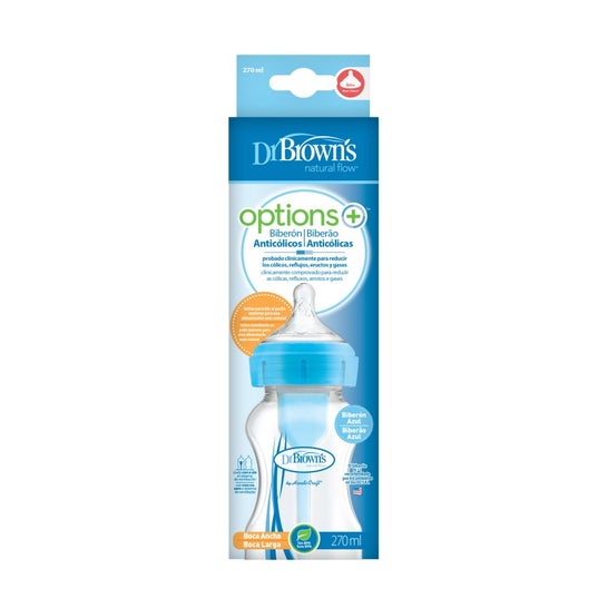 Dr Brown's Biberon Boca Ancha Options Natural Flow Azul 270ml 1ud