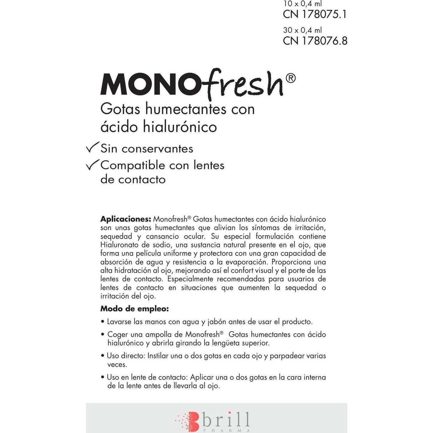 Mono Fresh gotas humectantes 30udsx0,4ml