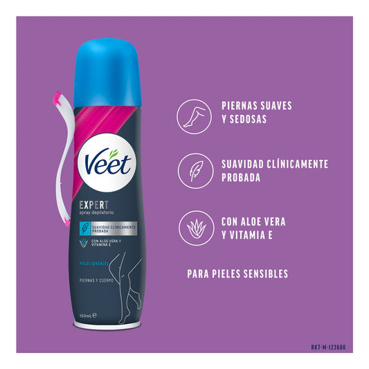 Veet Expert Spray Depilatorio Piernas y Cuerpo Piel Sensible 150ml