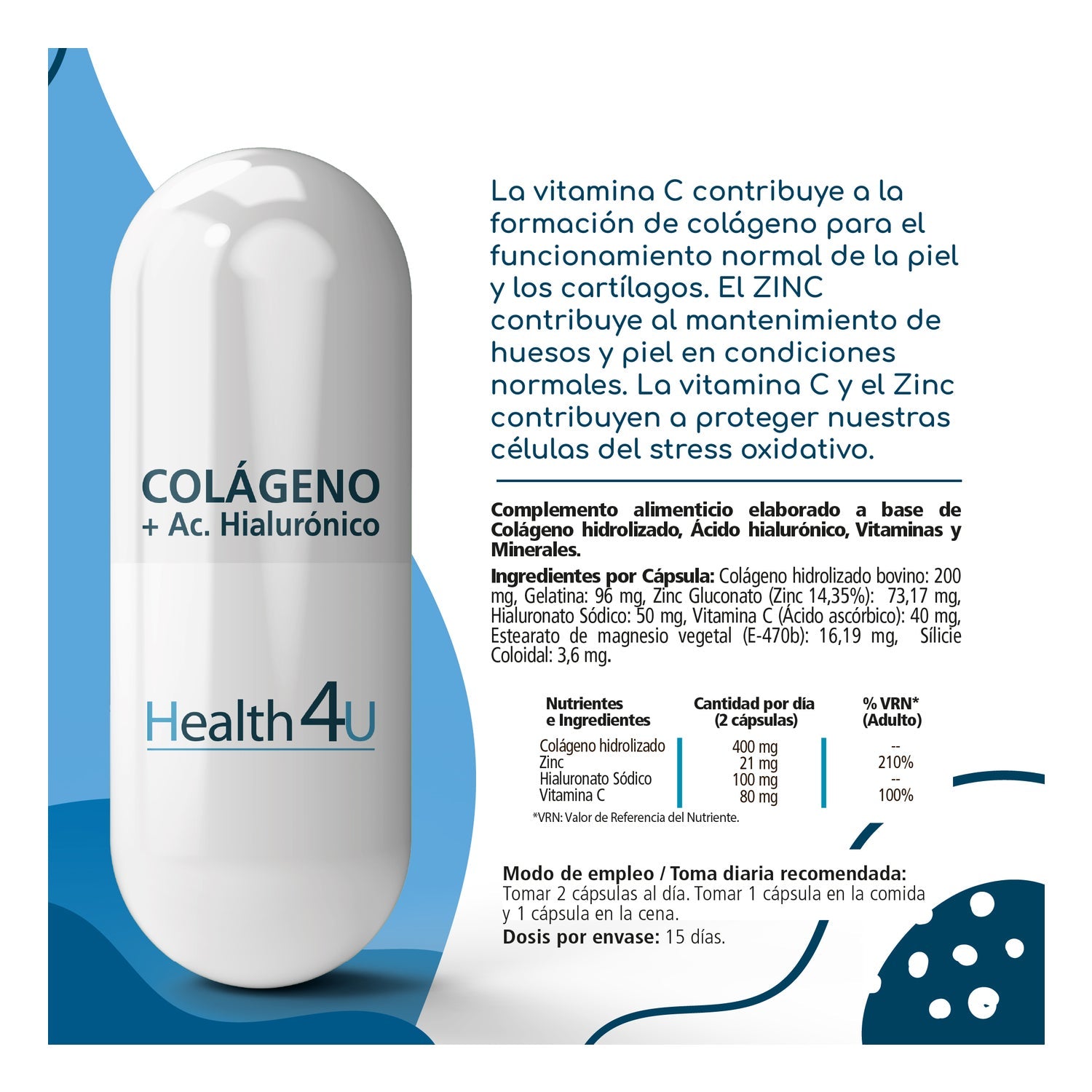 H4U Colágeno + Ácido hialurónico 30caps