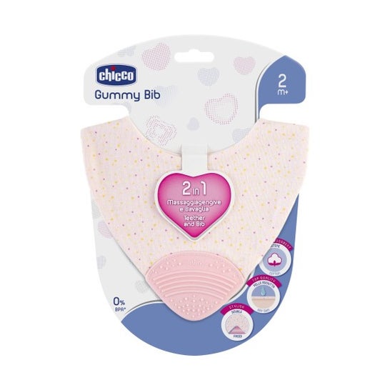 Chicco Mordedor 2 En1 gummy Bib Rosa 2 M+