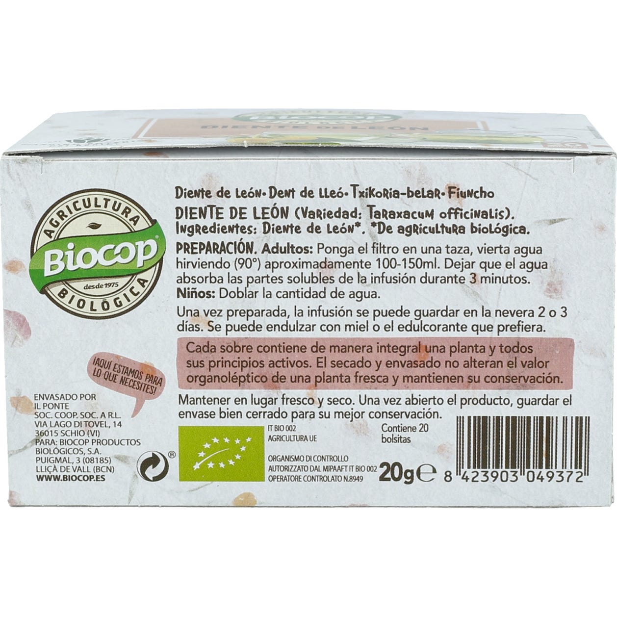 Biocop Infusión de Diente de León 20 bolsitas