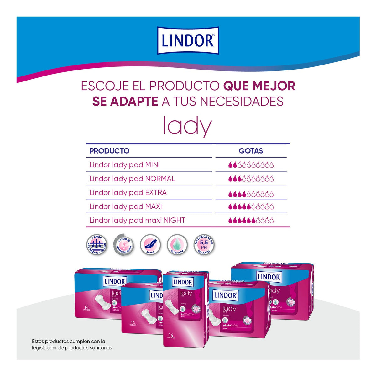 Lindor Lady Pad Compresas Maxi 14uds