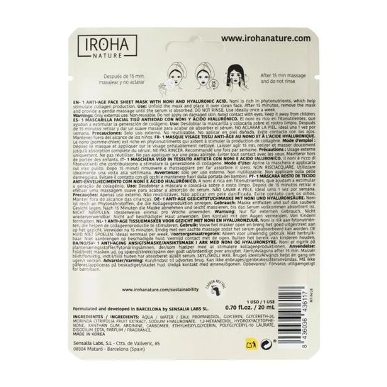 Iroha Nature Mascarilla Facial Tisú Antiedad Noni 20ml