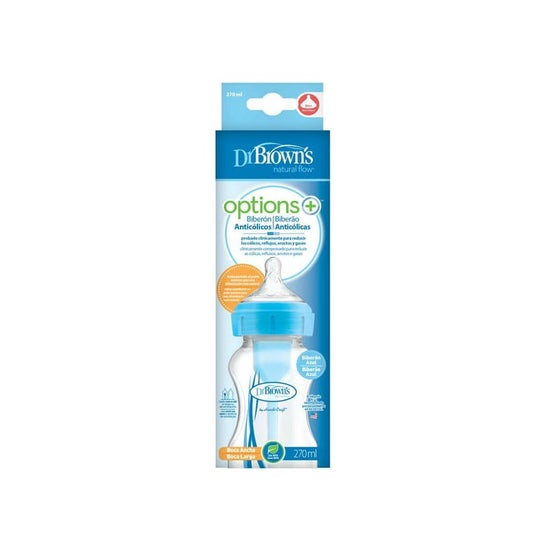 Dr Brown's Biberon Silicona Natural Flow Azul Bosque 270ml 1ud