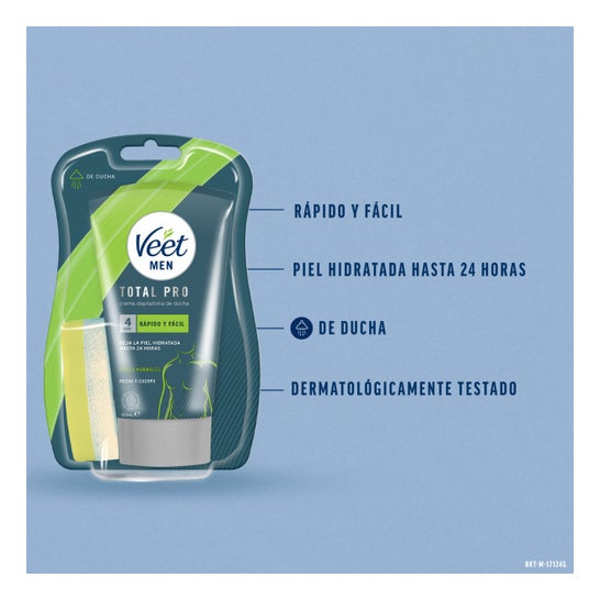 Veet Men Total Pro Crema Depilatoria de Ducha Piel Normal 150 ml