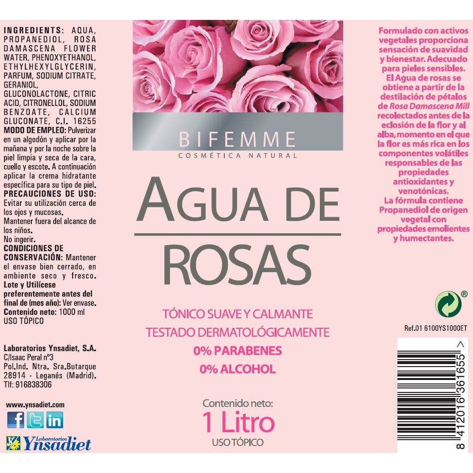 Bifemme Agua de Rosas 1 L