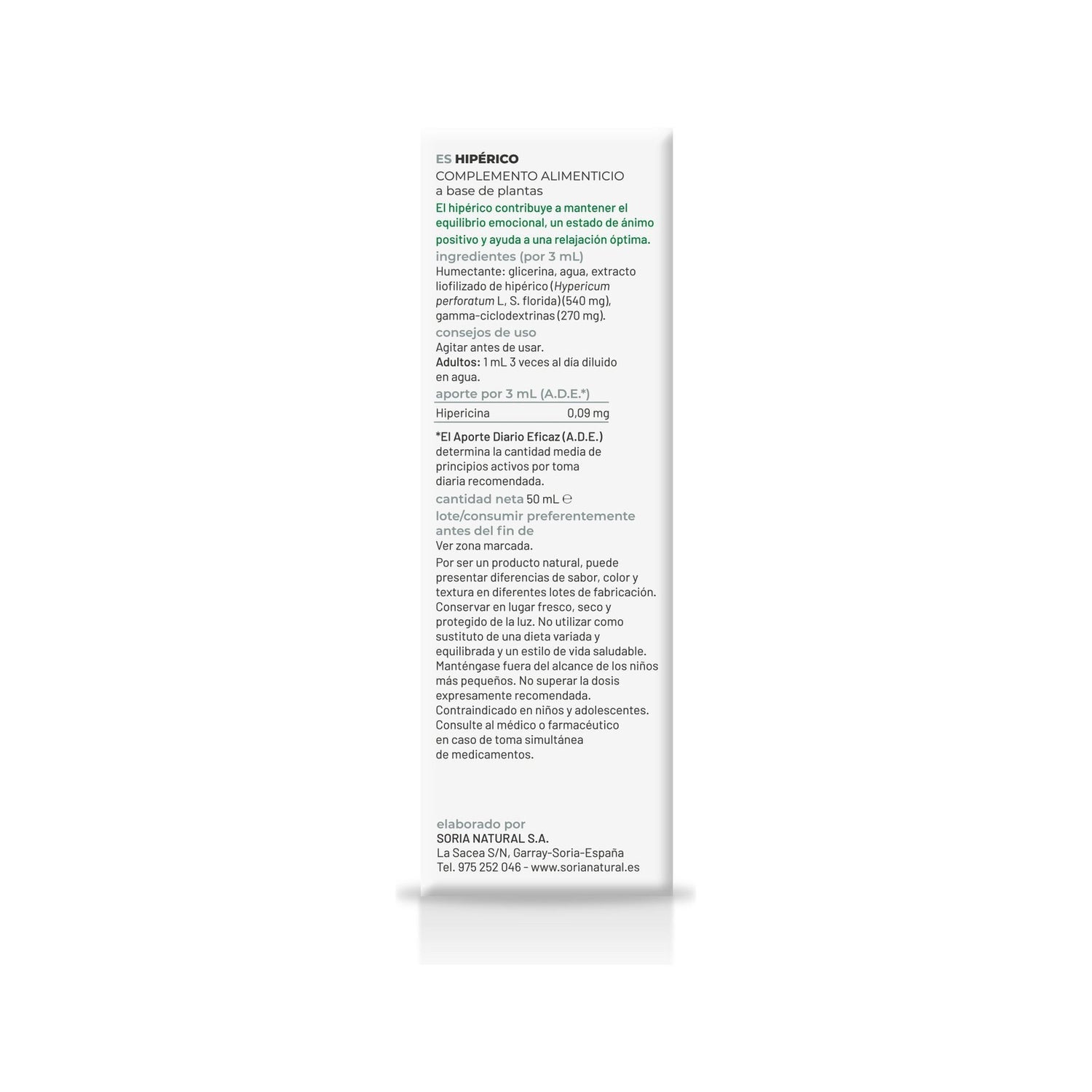 Extracto Hiperico Xxi 50ml Soria Natural