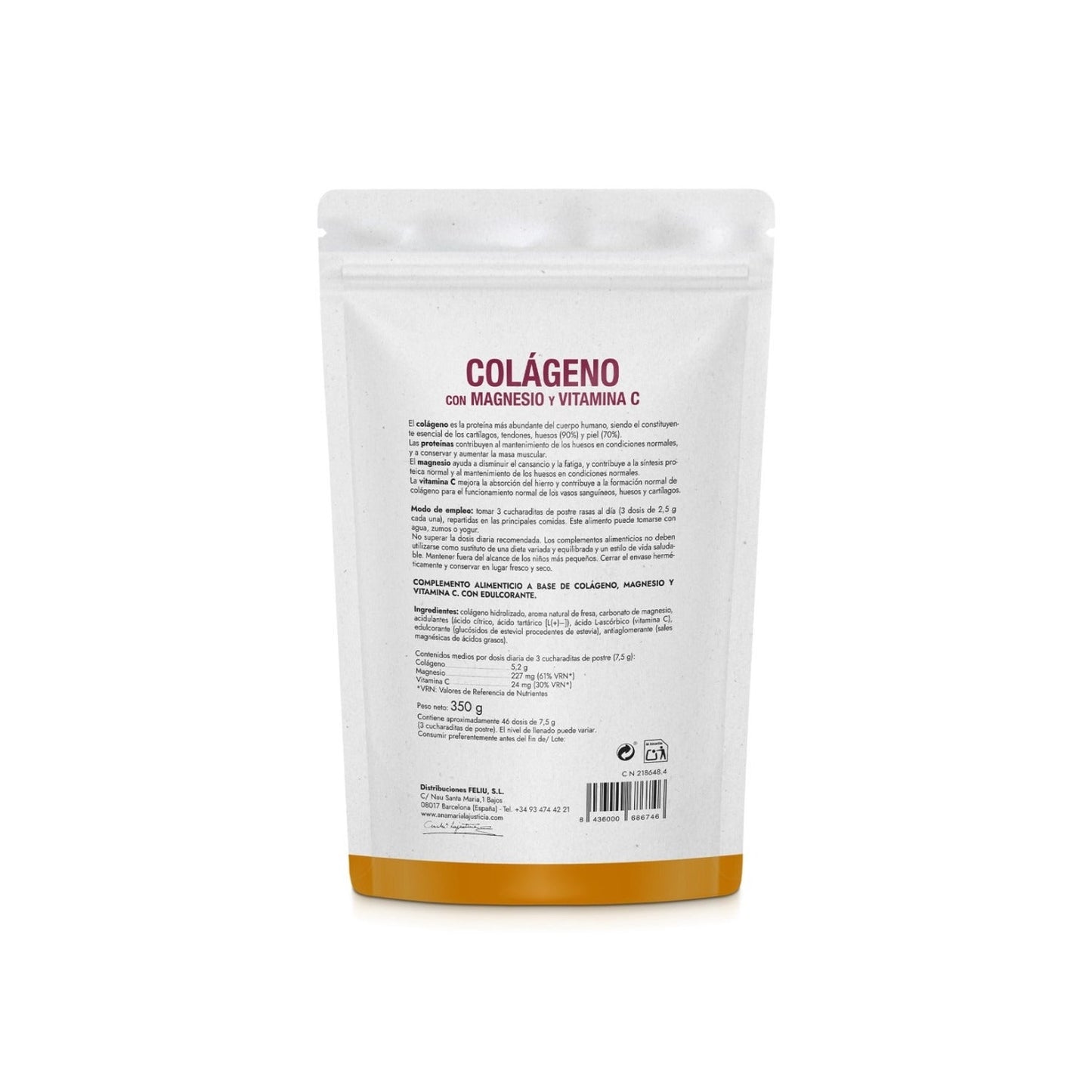 Ana Maria Lajusticia Colágeno con Magnesio y Vitamina C Sabor Fresa 350g