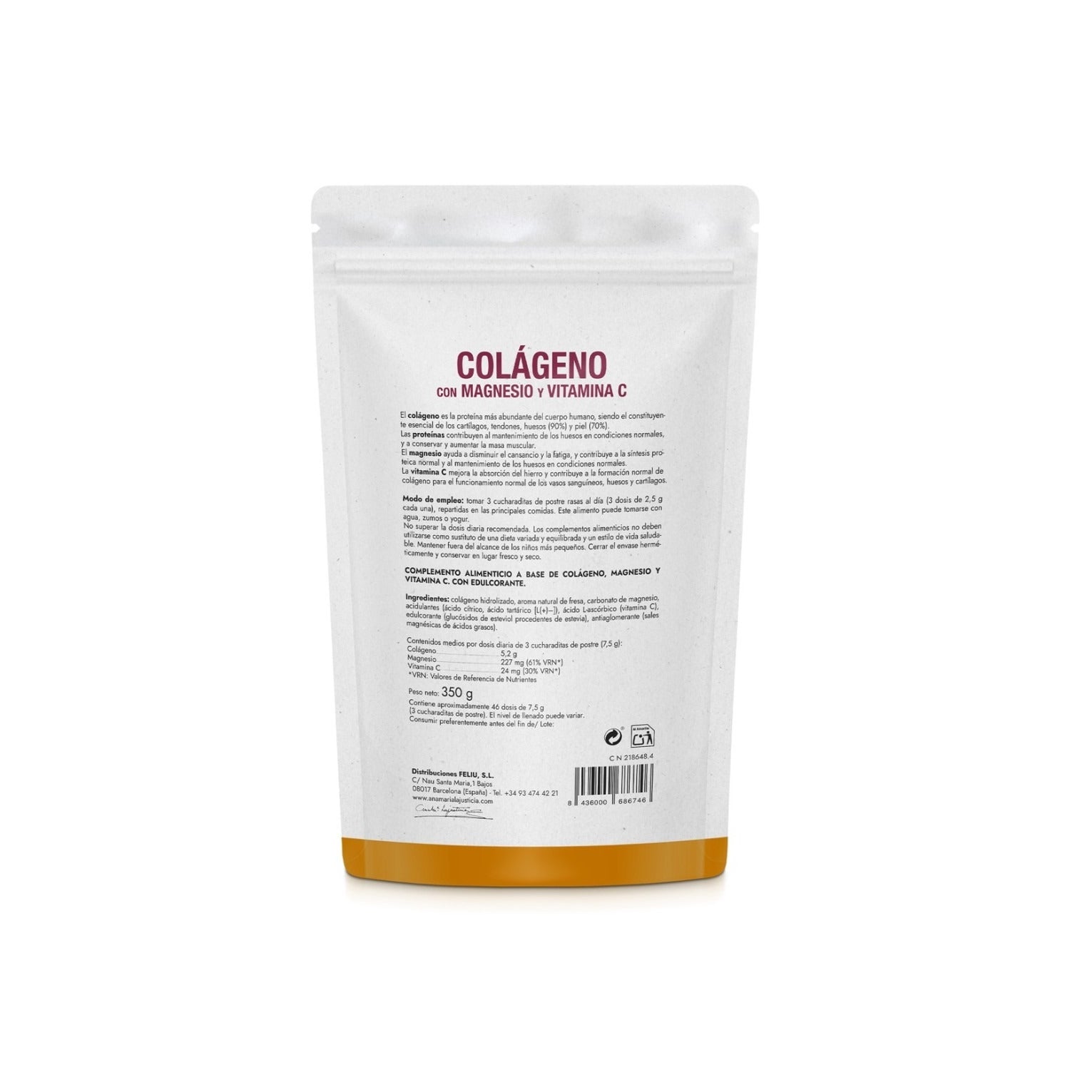 Ana Maria Lajusticia Colágeno con Magnesio y Vitamina C Sabor Fresa 350g