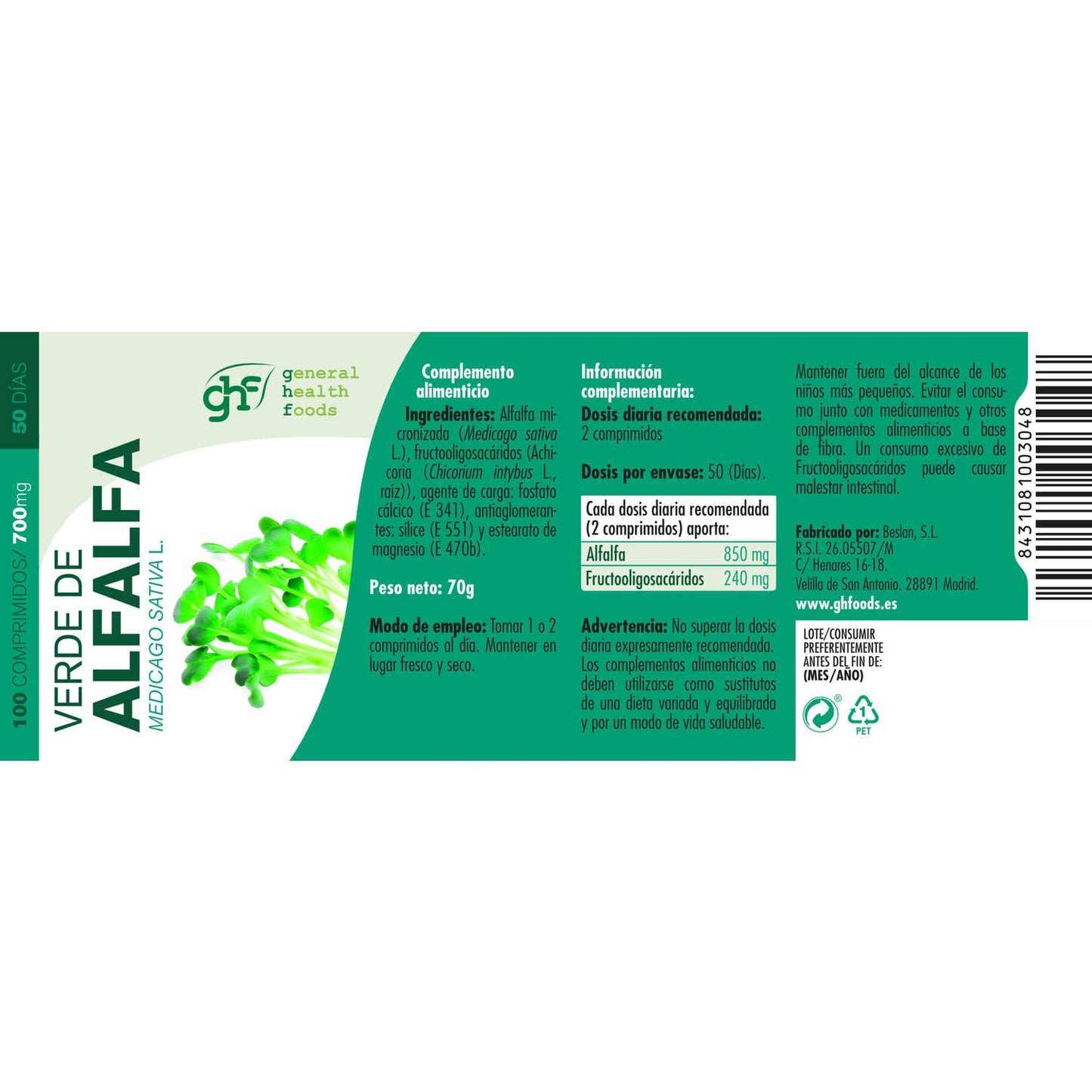 GHF Alfalfa 700mg 100comp
