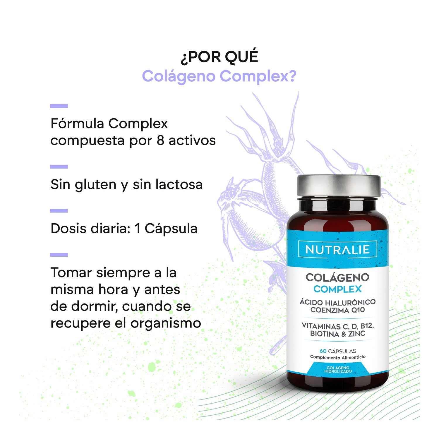 Nutralie Colageno Complex + Ácido Hialurónico + Coencima Q10 60caps
