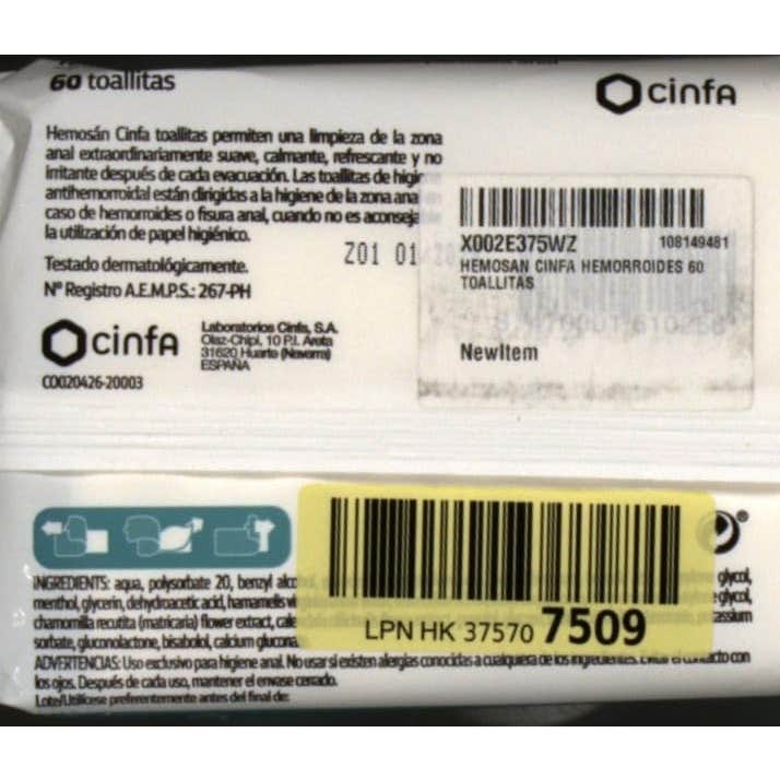 Hemosan toallitas 60uds
