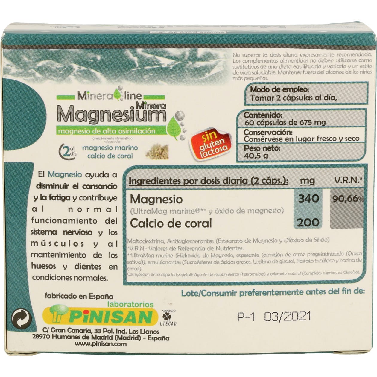 Pinisan Minera Magnesium 60caps