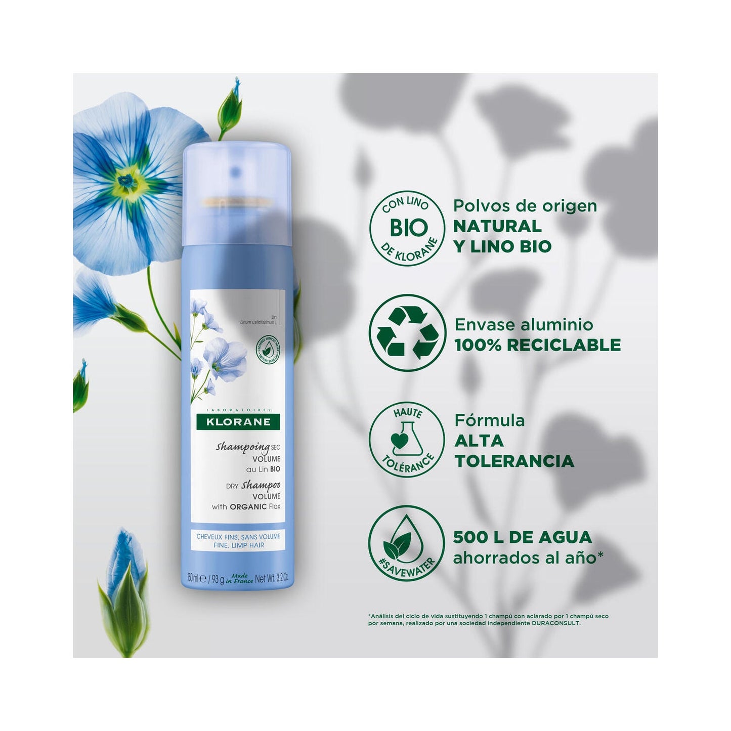 Klorane Champú Seco al Lino BIO 150ml