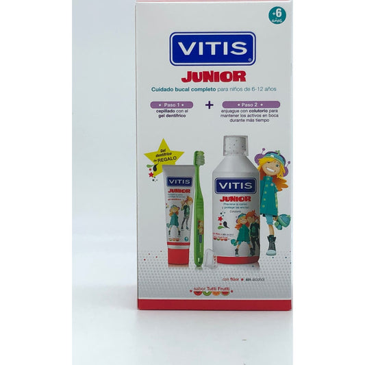 Vitis Junior Gel Dentífrico 75ml + Colutorio 500ml + Cepillo